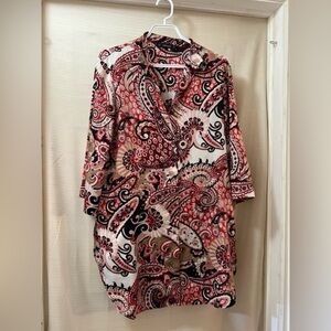 ⚫️ BOGO Zara Basic Paisley Print Blouse in Red and Black size small bohemian